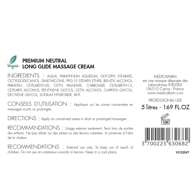 Crème de massage neutre Medicafarm 5L Crème de massage neutre Medicafarm 5L