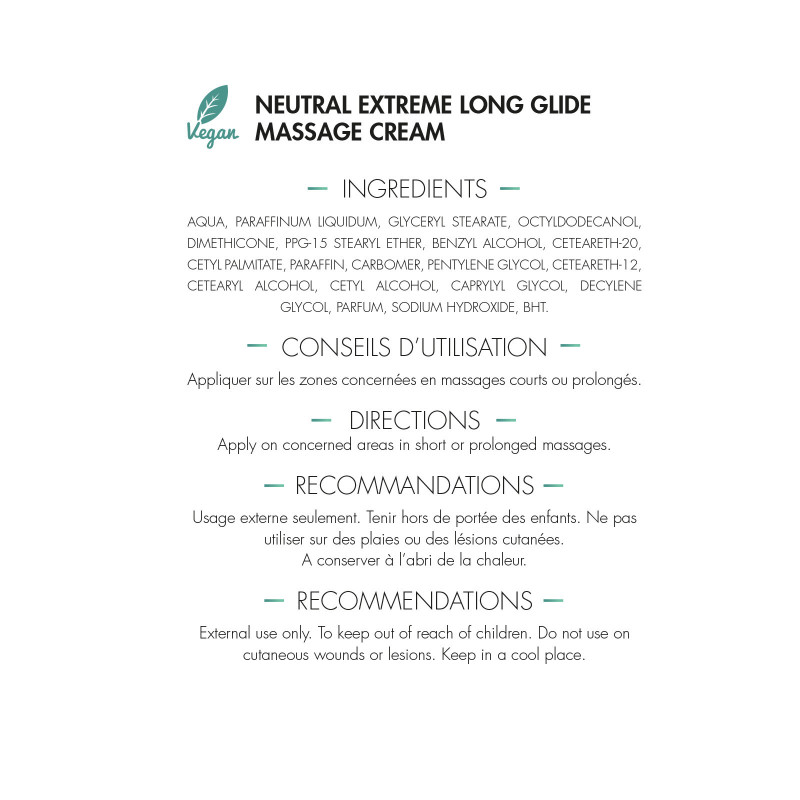 Crème de massage neutre - Extrême longue glisse