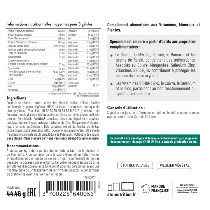 33 Vitamines & Antioxydants STC Nutrition - Résistance au stress - 30j