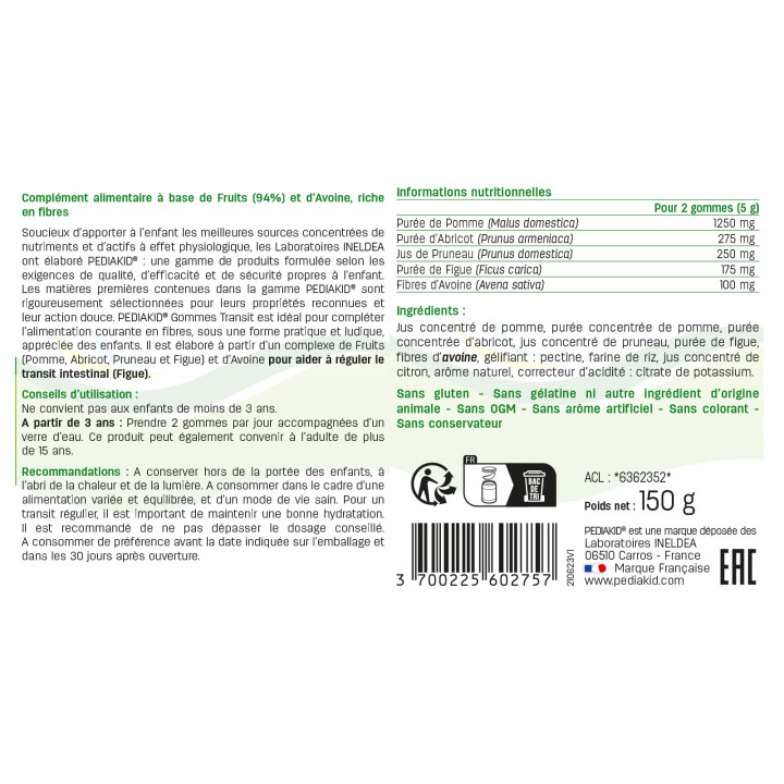 Gommes Transit - PEDIAKID®