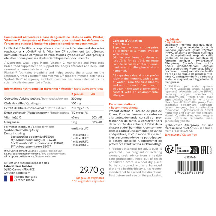 ALLERBIOL ISN - Confort des voies respiratoires - Cure 30 jours