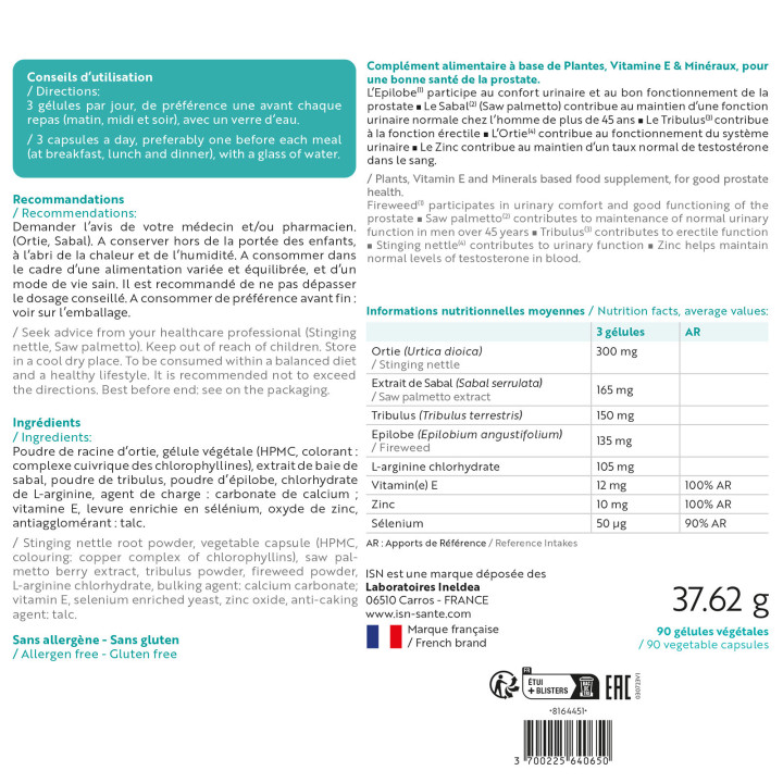 Prostavirex Ineldea Santé Naturelle - Améliore le confort urinaire