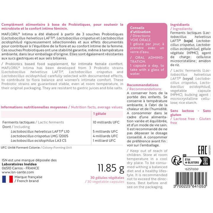 MAFLORIL INTIMA ISN - Flore vaginale : Retrouvez confort et bien-être