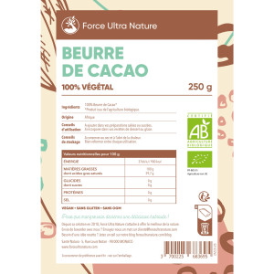 Beurre de Cacao informations nutritionnelles