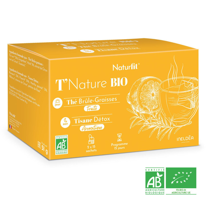 Thé brûle-graisses le jour 100 % BIO et tisane détox le soir 100 % BIO