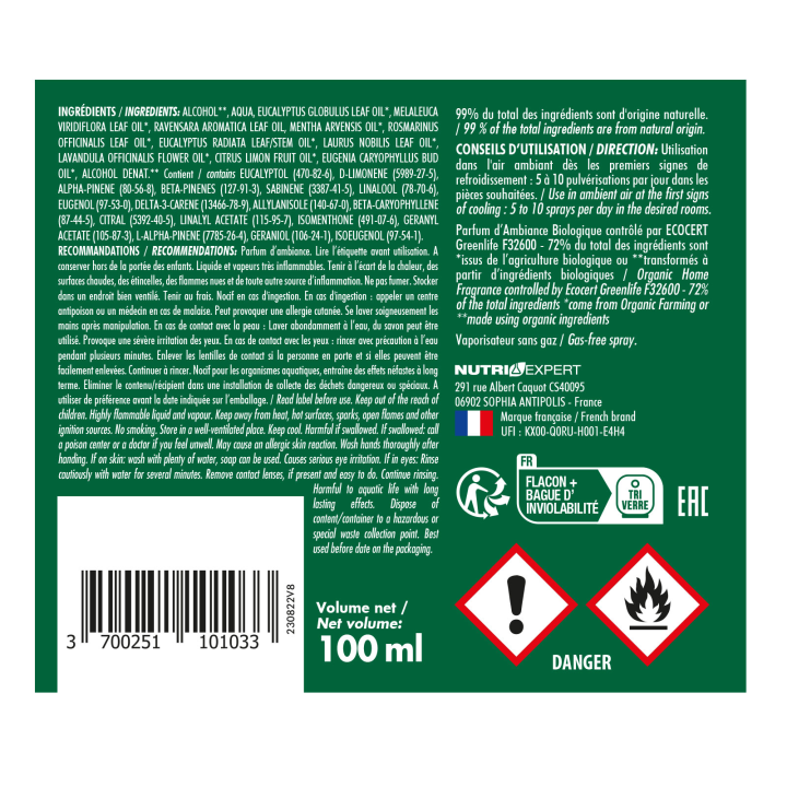 Brume d'Oreiller BIO - Favorise la relaxation et le sommeil - 100 ml