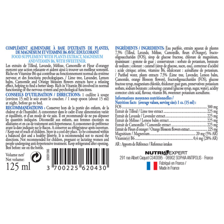 Elixir Sommeil : Sirop pour dormir adulte - Produit naturel pour dormir