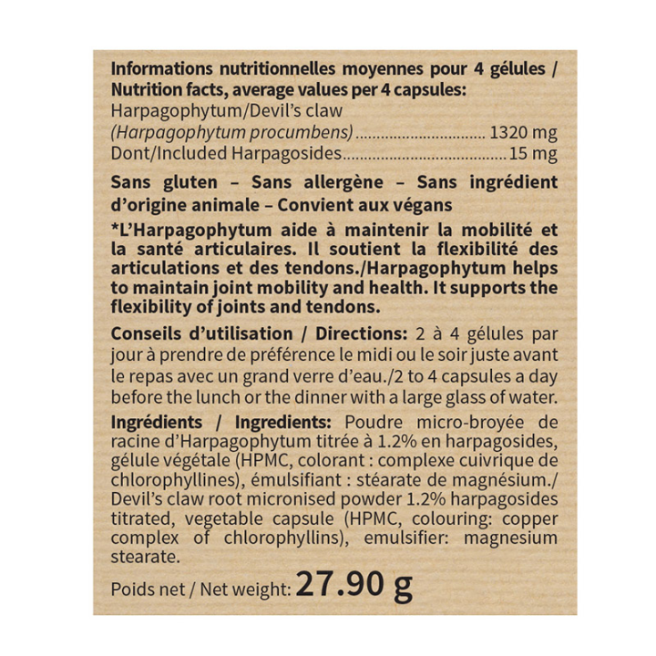 Harpagophytum [griffe du diable]- Santé des articulations - 60 gélules