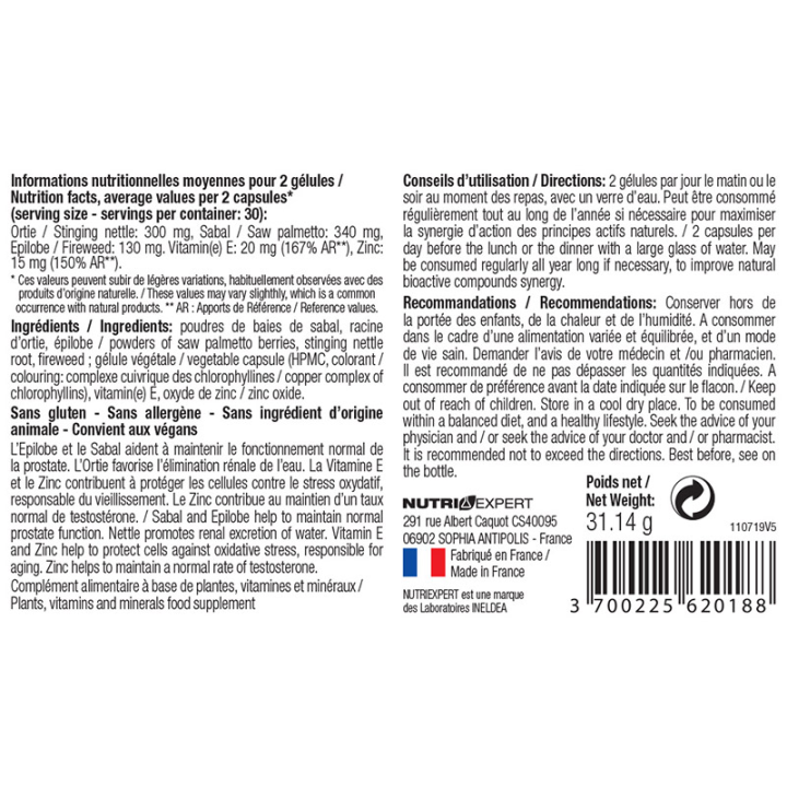 Prostagenol - Santé de la prostate et confort urinaire - 60 gélules