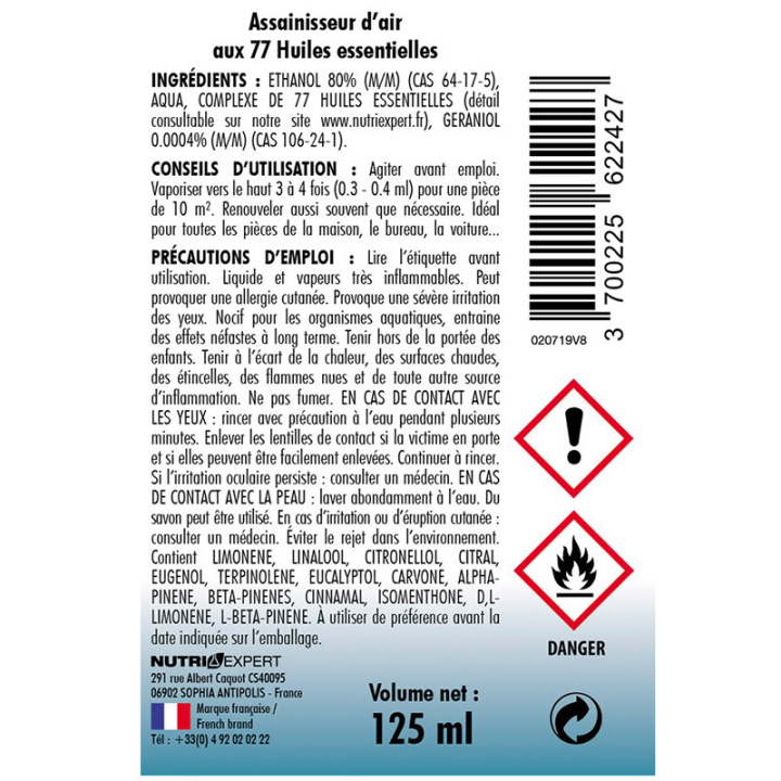 Brume Ambiance aux 77 Huiles Essentielles - Assainit et purifie l'air