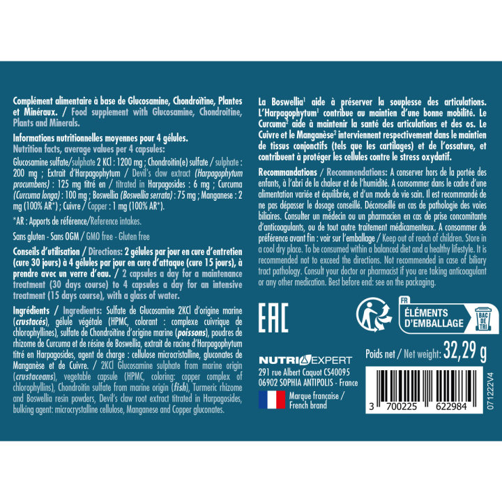 Arthrosteol - Soutient la flexibilité des articulations - 60 gélules