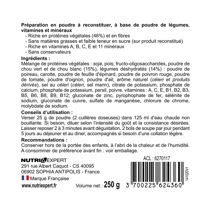 Soupe aux Choux Vegan - Riche en protéines d’origine végétale - 250g