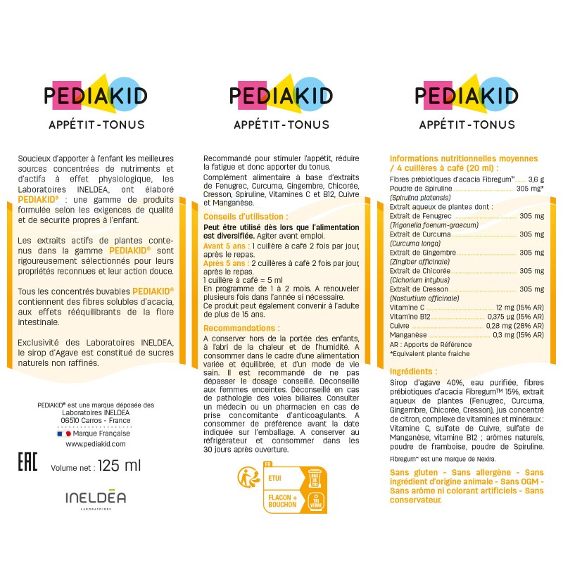 Appetit - PEDIAKID - Flascheninhalt : 125 ml Appetit - PEDIAKID - Flascheninhalt : 125 ml