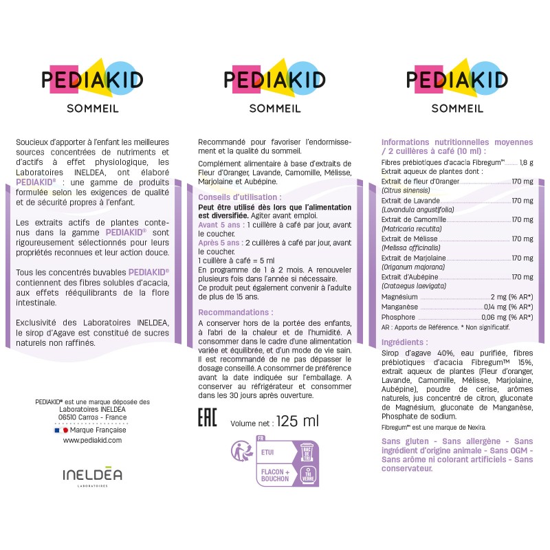 Schlaf - PEDIAKID - Flascheninhalt : 125 ml oder 250 ml Schlaf - PEDIAKID - Flascheninhalt : 125 ml oder 250 ml