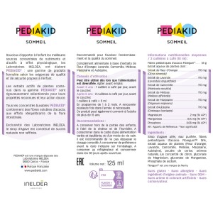 Schlaf - PEDIAKID - Flascheninhalt : 125 ml oder 250 ml Schlaf - PEDIAKID - Flascheninhalt : 125 ml oder 250 ml