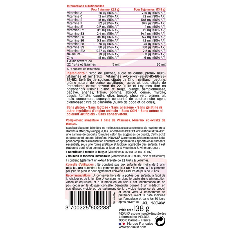 Multivitamin Gums - PEDIAKID - Dose mit 60 Bärchen Multivitamin Gums - PEDIAKID - Dose mit 60 Bärchen