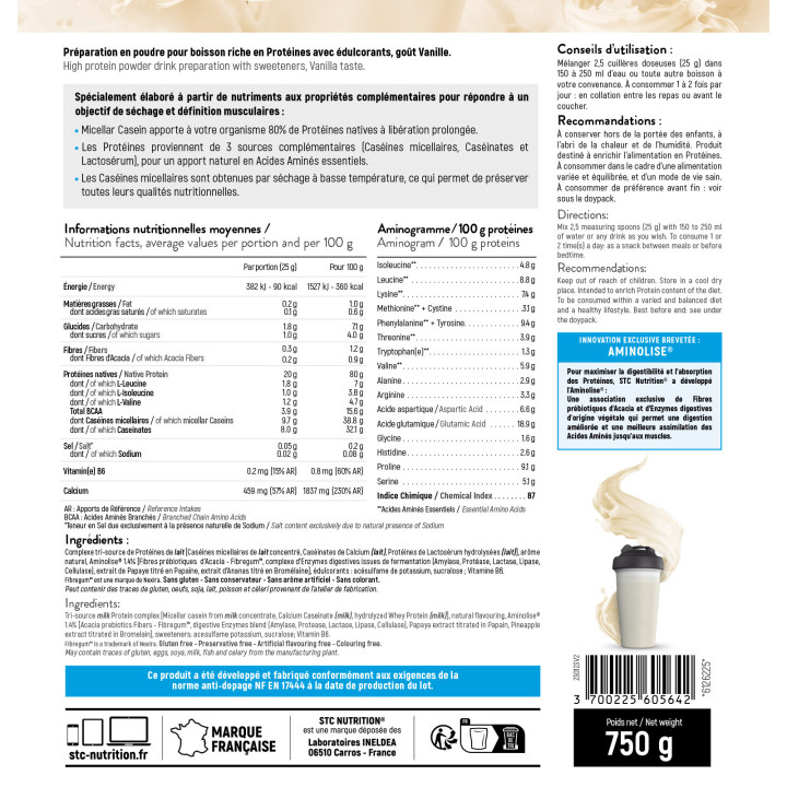 Micellar Casein : Favorise la perte de masse grasse - 750g