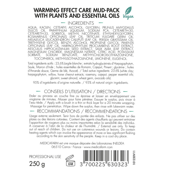 Argile de soin THERMO-K MEDICAFARM - Formule chauffante
