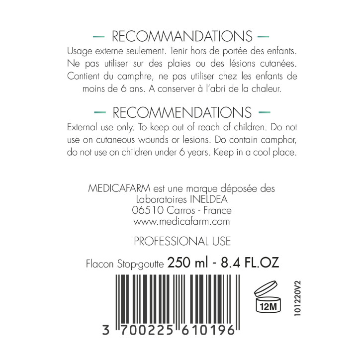 Huile camphrée MEDICAFARM - Formule chauffante