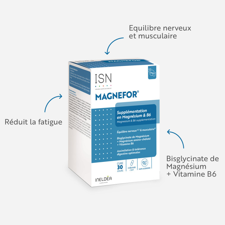 Magnefor - Magnésium Bisglycinate + Vitamine B6 - 90 gélules
