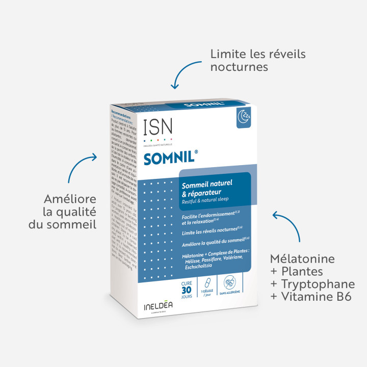 Somnil Ineldea Santé Naturelle - Améliore le sommeil - Etui 45 gélules