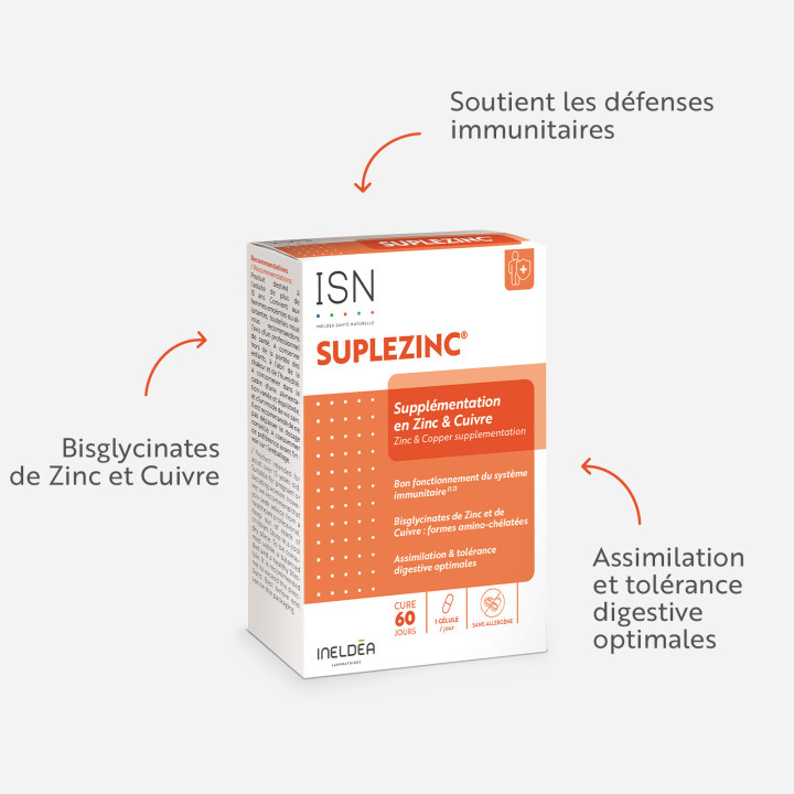 SUPLEZINC - Supplémentation en cuivre et en zinc - 60 gélules