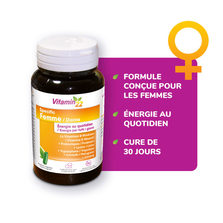 Vitamin'22 Specific Femme - Cure Vitamines pour Femme - 60 gélules