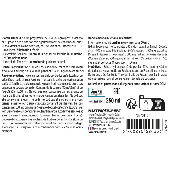 Starter Minceur - Draineur minceur 4 en 1 - Flacon de 250ml