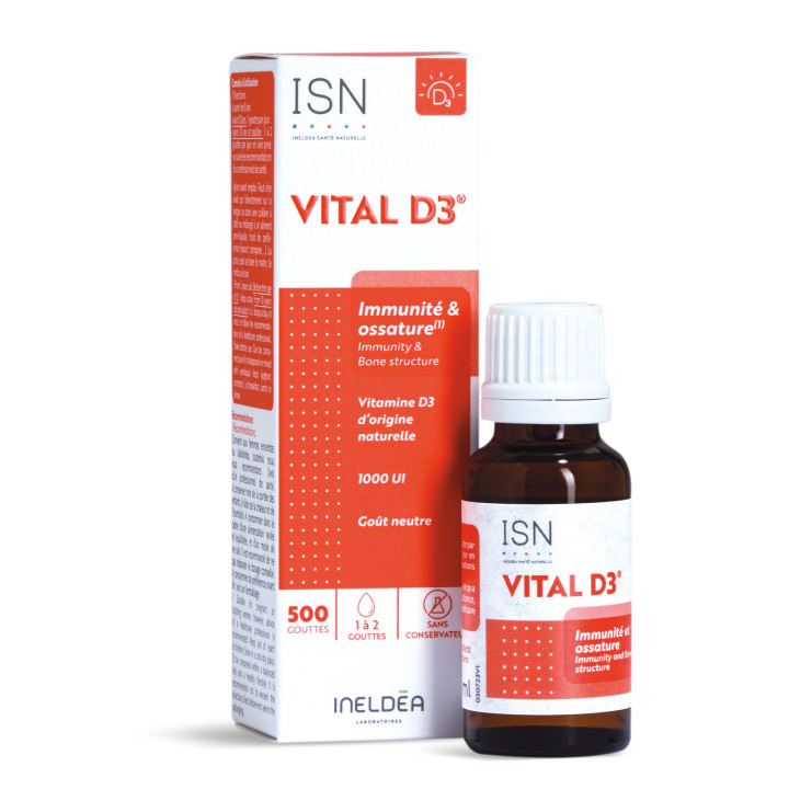 Vital-D3 ISN- Maintient le capital osseux - 20ml -  Ineldea Santé Naturelle
