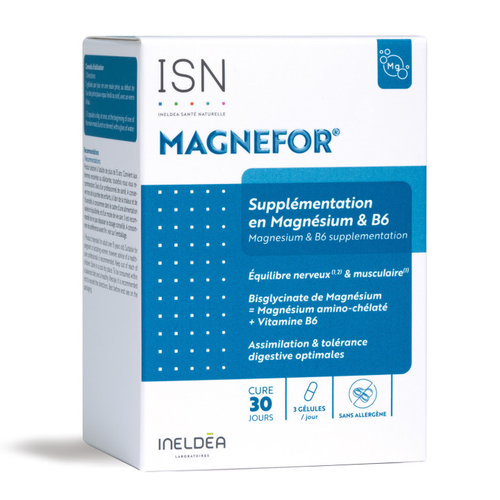 Magnefor - Magnésium Bisglycinate + Vitamine B6 - 90 gélules