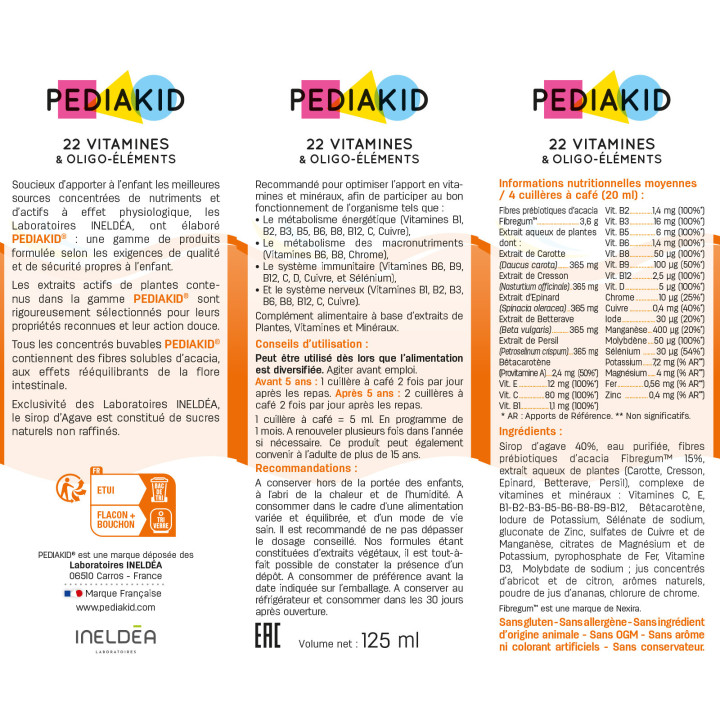PEDIAKID® 22 Vitamines et Oligo-éléments - Optimise les apports