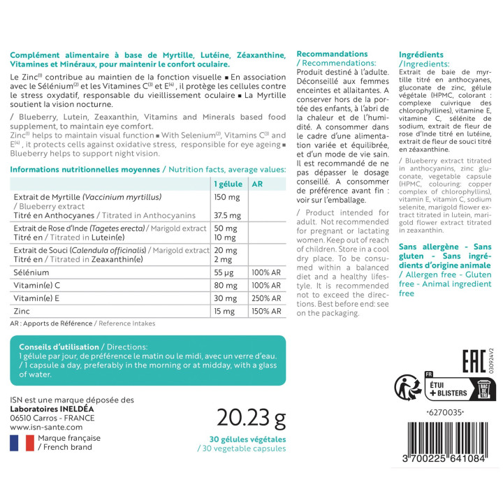 Visioteine ISN - Acuité et le confort visuels -  Ineldea Santé Naturelle