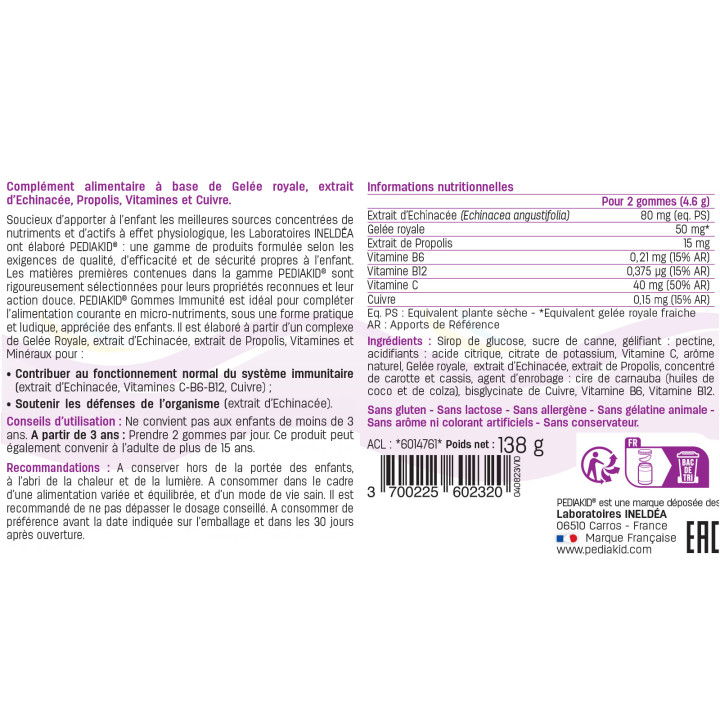Gommes Immunité Enfant Pediakid - Gummies immunité Enfant