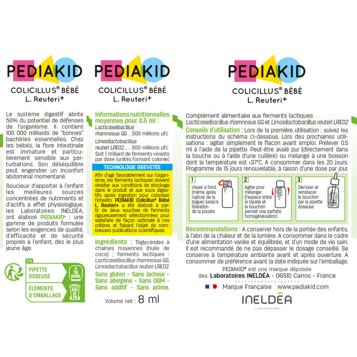 Pediakid Colicillus® Bébé L. Reuteri+ - Limite contractions abdominales et diarrhée