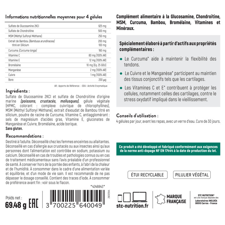 Artrosamine STC Nutrition - Résistance et souplesse articulaires - 30j