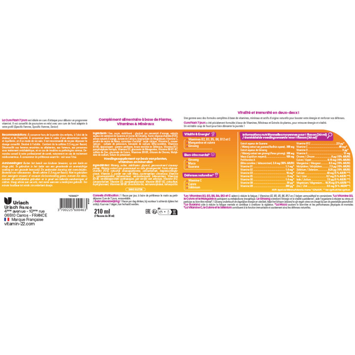 Vitamin'22 Cure Flash 7 jours - Vitamines + Minéraux + Oligo-éléments