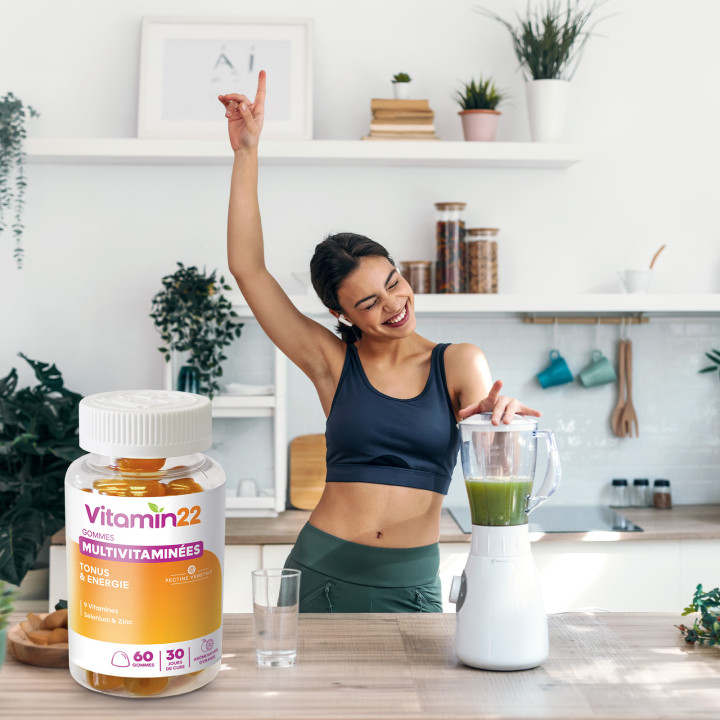 Gommes Multivitaminées "Energy Boost" - Délicieux goût orange - Pilulier 60 gommes