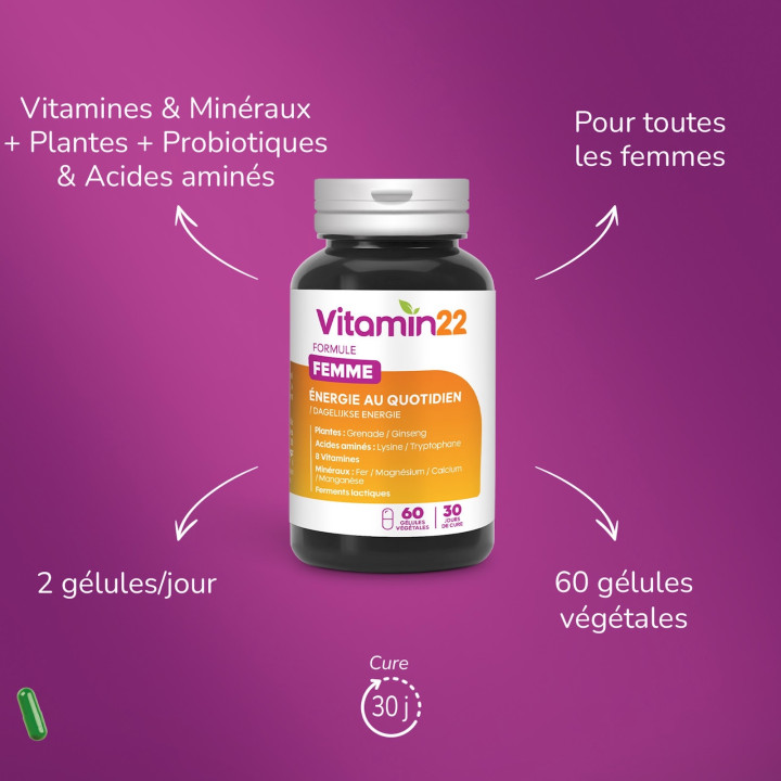 Pack VITAMIN'22 Spécifique Femme - Cure Vitamines double action