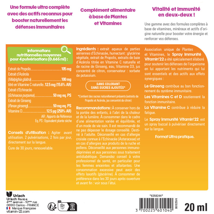 Spray Immunité - Vitamin22