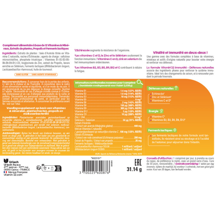 VITAMIN'22 IMMUNITE - Défenses Naturelles & Résistance