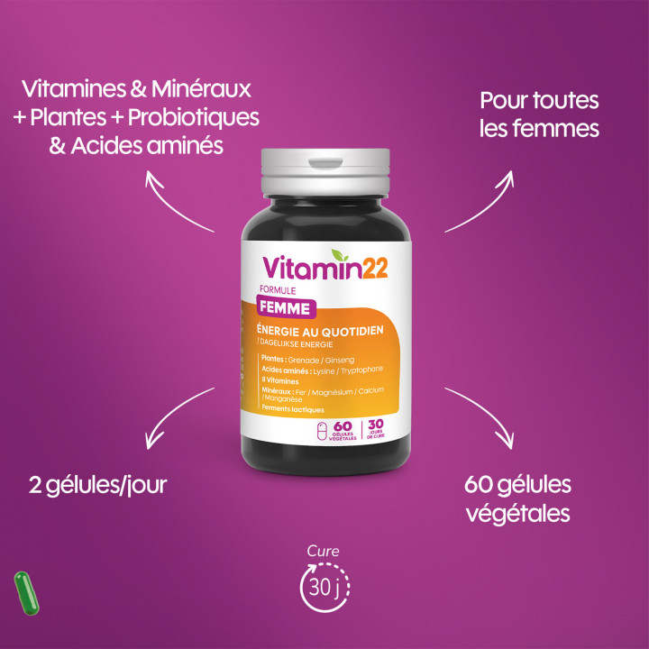 Vitamin'22 Specific Femme - Cure Vitamines pour Femme - 60 gélules