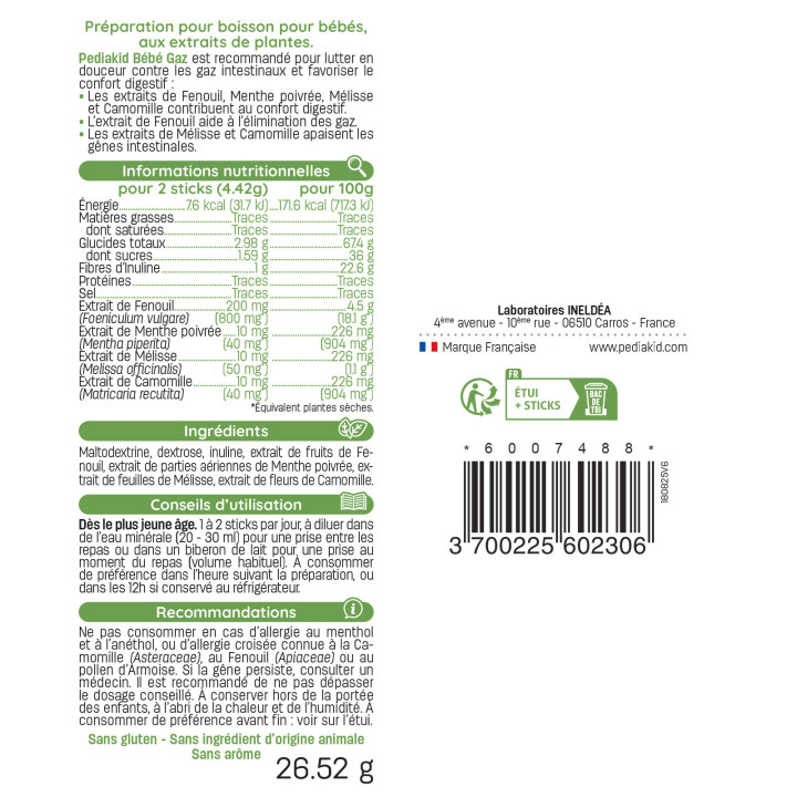 Gaz bébé : Pediakid Bébé Gaz - Confort intestinal