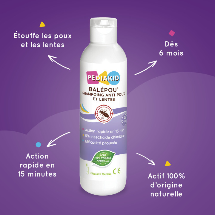 Pediakid Balépou Shampoing - Shampoing anti-poux et lentes - 200 ml