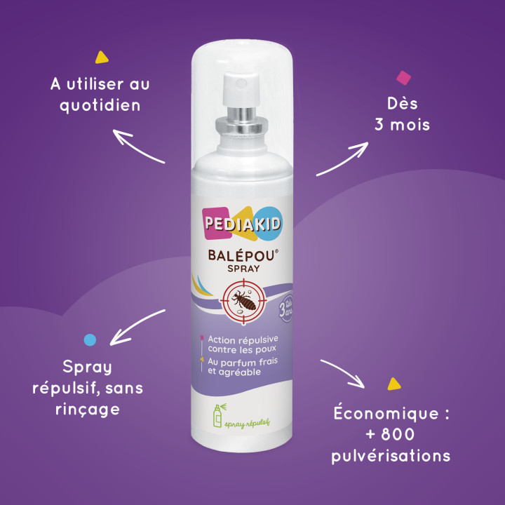 Pediakid Balépou Spray - Repousse les poux - Dès 3 ans - Spray 100ml