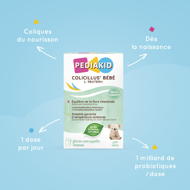 Pediakid Colicillus® Bébé L. Reuteri+ - Limite contractions abdominales et diarrhée