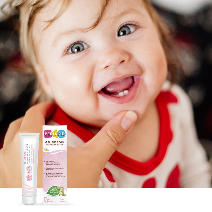 PEDIAKID® Gel de soin Premières Dents - Gel pour les dents bébé - 100% origine naturelle