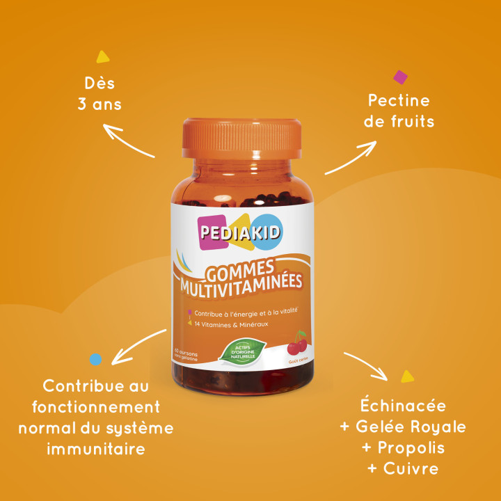 Gummies vitamines enfant - Pediakid Gommes Multivitaminées - Gomme vitamine enfant