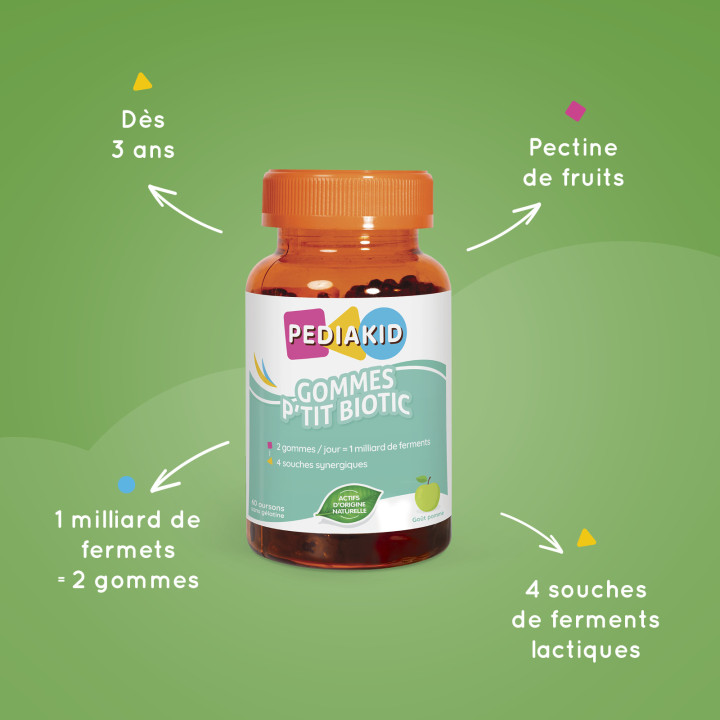Gommes P'tit Biotic Pediakid - Soutien de la flore intestinale Enfants