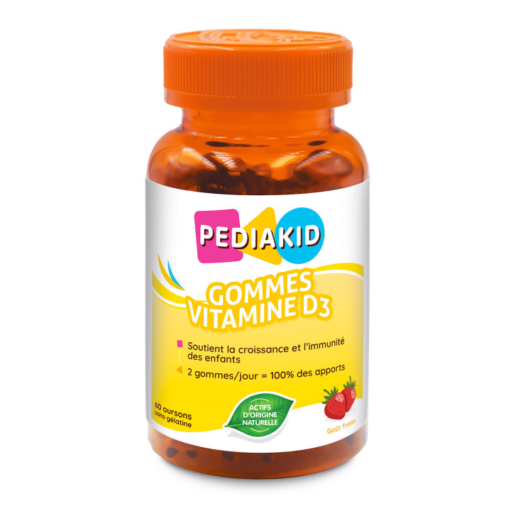 PEDIAKID® Gommes Vitamine D3 - Croissance et résistance - 60 oursons