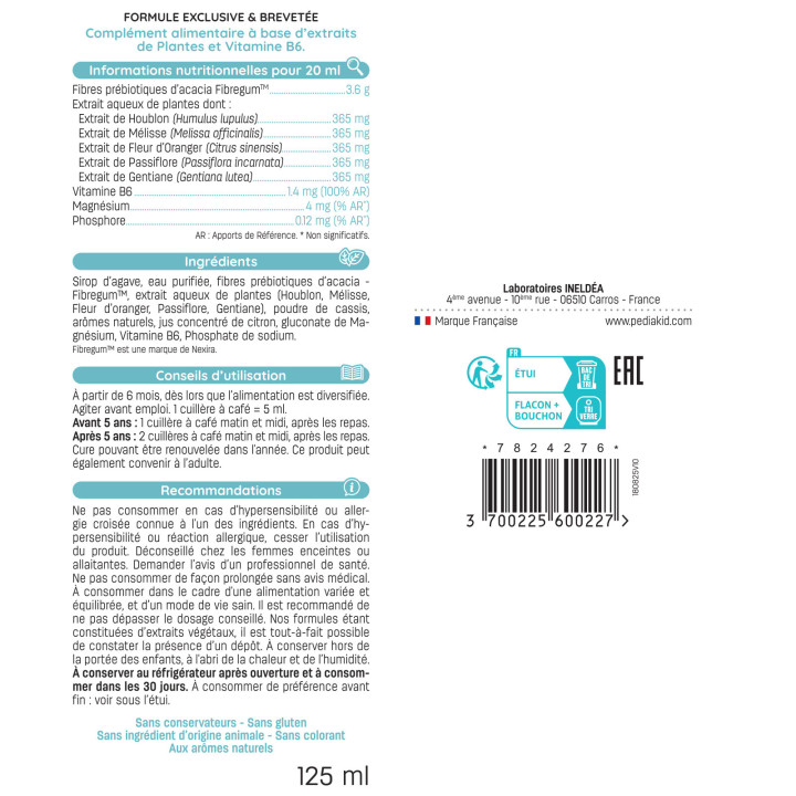 Pediakid Nervosité : Sirop sommeil enfant et bébé efficace (dès 4 mois) - Favorise l'apaisement